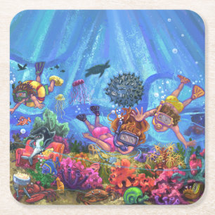 Dessous-de-verre Carré En Papier Sous la mer
