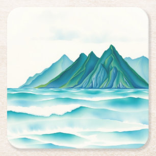 Dessous-de-verre Carré En Papier Sous-verres aquarelle alpins modernes