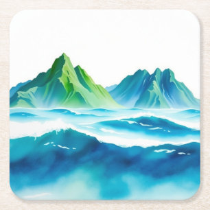 Dessous-de-verre Carré En Papier Sous-verres aquarelle alpins modernes