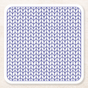 Dessous-de-verre Carré En Papier Sous-verres en papier carrés BLEUE LIGNE TRICOTÉE