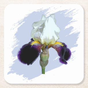Dessous-de-verre Carré En Papier Sous-verres en papier Iris violet et blanc