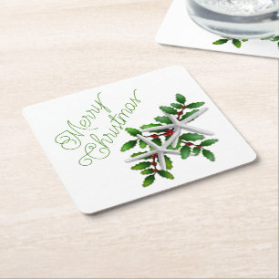 Dessous-de-verre Carré En Papier Sous-verres pour boissons de fête de Noël en forme