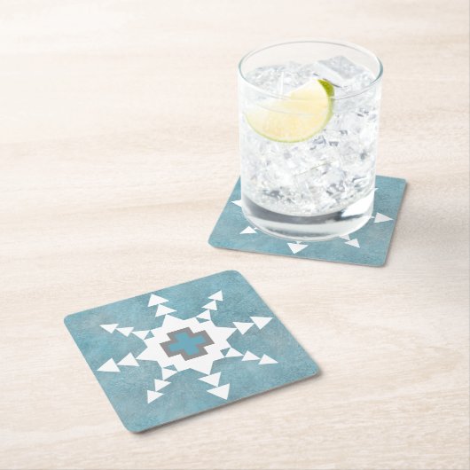 Dessous-de-verre Carré En Papier Southwest Winter Geometric Snowflake Design (En situation)