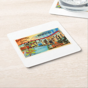 Dessous-de-verre Carré En Papier Souvenir de Vintage voyage de Boston #2 le