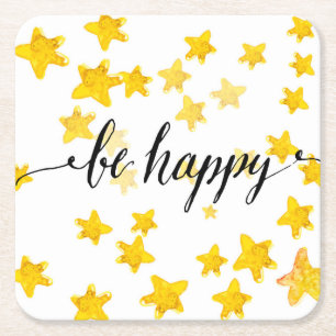 Dessous-de-verre Carré En Papier Soyez 3 heureux