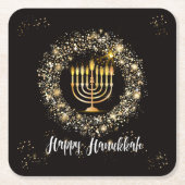 Dessous-de-verre Carré En Papier Sparkle Menorah Hanoukka (Devant)