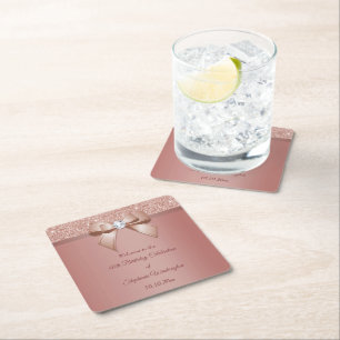 Dessous-de-verre Carré En Papier Sparkles & Glamor, Rose d'anniversaire Gold