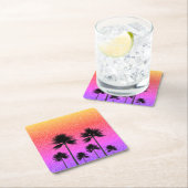 Dessous-de-verre Carré En Papier Sparkly Palm Trees Gradient Sunset  (En situation)