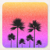 Dessous-de-verre Carré En Papier Sparkly Palm Trees Gradient Sunset  (Devant)
