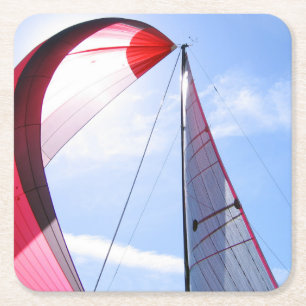Dessous-de-verre Carré En Papier Spinnaker rouge avec Sun