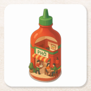 Dessous-de-verre Carré En Papier Sriracha Pho Shop
