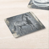Dessous-de-verre Carré En Papier Stallion noir (Incliné)