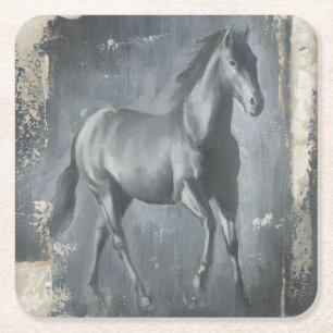 Dessous-de-verre Carré En Papier Stallion noir
