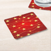 Dessous-de-verre Carré En Papier Star Adored Ruby Motif rouge (Incliné)
