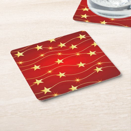 Dessous-de-verre Carré En Papier Star Adored Ruby Motif rouge (Incliné)