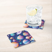 Dessous-de-verre Carré En Papier Star ans planètes motif (En situation)