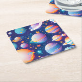 Dessous-de-verre Carré En Papier Star ans planètes motif (Incliné)