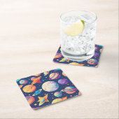 Dessous-de-verre Carré En Papier Star ans planètes motif (En situation)