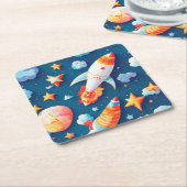 Dessous-de-verre Carré En Papier Star ans planètes motif (Incliné)