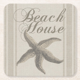 Dessous-de-verre Carré En Papier Starfish Beach House Plage Côté Côte