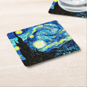 Dessous-de-verre Carré En Papier Starry Night, célèbre tableau de Vincent van Gogh, (Incliné)