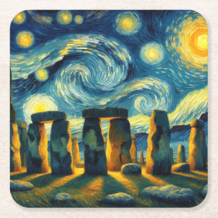 Dessous-de-verre Carré En Papier Starry Night Stonehenge