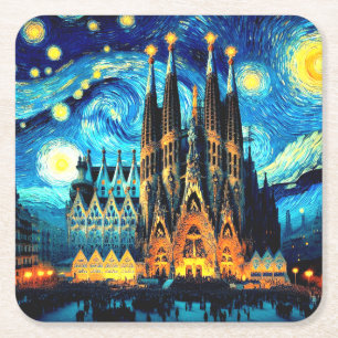 Dessous-de-verre Carré En Papier Starry Sagrada Familia Barcelona