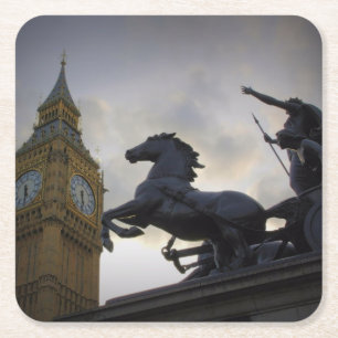 Dessous-de-verre Carré En Papier Statue de Boadicea - Big Ben - Dessous de verre de