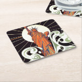 Dessous-de-verre Carré En Papier Statue de la Liberté (Incliné)