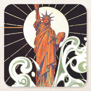 Dessous-de-verre Carré En Papier Statue de la liberté