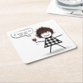 Dessous-de-verre Carré En Papier Stick Party Girl with Wine Cote (Incliné)