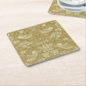 Dessous-de-verre Carré En Papier Strawberry Thief Gold, William Morris (Incliné)