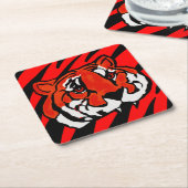 DESSOUS-DE-VERRE CARRÉ EN PAPIER STRIPES ORANGE ET NOIR (Incliné)