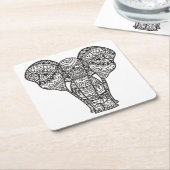 Dessous-de-verre Carré En Papier Style décoratif d'éléphant (Incliné)