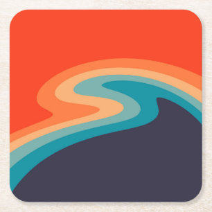 Dessous-de-verre Carré En Papier Style rétro coloré design tourbillon