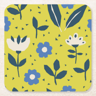Dessous-de-verre Carré En Papier Style scandinave, motif sans couture fleurie.