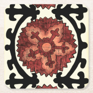 Dessous-de-verre Carré En Papier Style Suzani Motif Floral Décoratif