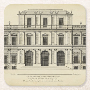 Dessous-de-verre Carré En Papier Style théâtral Façade par Colen Campbell