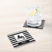 Dessous-de-verre Carré En Papier Stylish Black Panther Cat White (En situation)