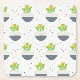 Dessous-de-verre Carré En Papier Succulent Kalanchoe Plante maman Motif
