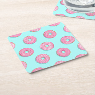 Dessous-de-verre Carré En Papier Sugar Sweet Pink Glazed Donuts