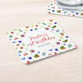 Dessous-de-verre Carré En Papier Summer Mixed Berries Birthday Party (Incliné)