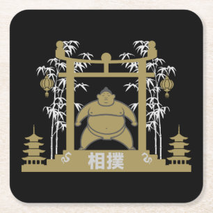 Dessous-de-verre Carré En Papier Sumo Wrestler
