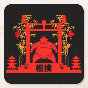Dessous-de-verre Carré En Papier Sumo Wrestler