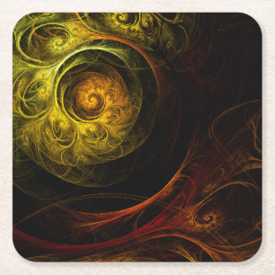 Dessous-de-verre Carré En Papier Sunrise Floral Red Abstrait Art