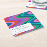 Dessous-de-verre Carré En Papier Super couleur vert violet Mariage rétro personnali<br><div class="desc">Super Coloré vert violet rétro Mariage personnalisé Carré Dessous de verre papier</div>