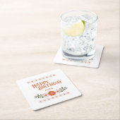 Dessous-de-verre Carré En Papier Super Daisy Hippie Flora Leaf Joyeux anniversaire (En situation)