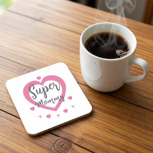 Dessous-de-verre Carré En Papier Super Maman Cadeau Personnalisé Meilleure Mère Car
