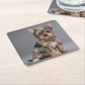 Dessous-de-verre Carré En Papier Super Sweet Yorkshire Terrier (Yorkie) Chiot (Incliné)