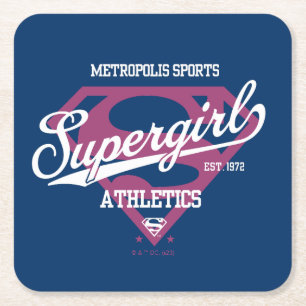 Dessous-de-verre Carré En Papier Supergirl Metropolis Sports Athlétisme Graphique